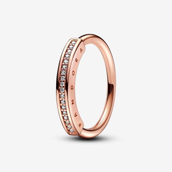 Pandora Jewelry - Pandora Signature I-D Pavé Ring ROSE GOLD Plated (Sz. 7.5)